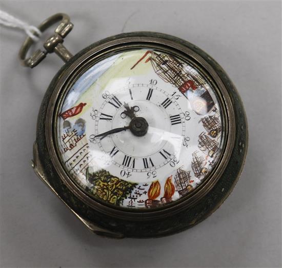 A George III silver and shagreen pair cased keywind pocket watch by Jn Ingram, Spalding